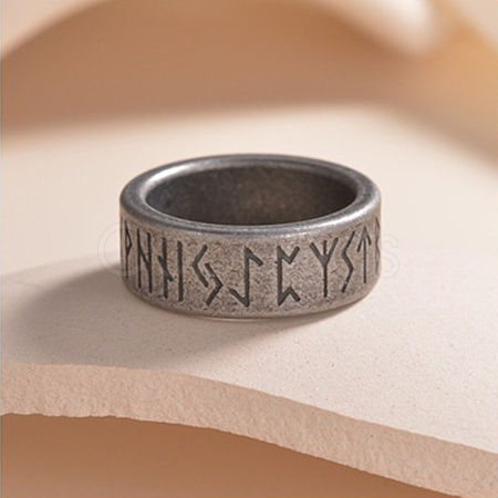 Viking Rune 304 Stainless Steel Finger Rings for Men WGDF4AB-45-1