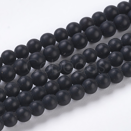 Natural Black Agate Beads Strands G-D543-3mm-1