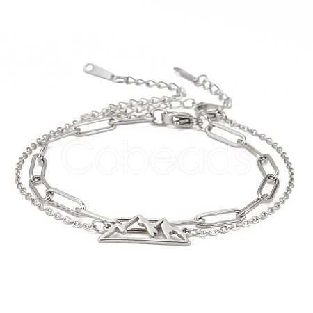 Tarnish Resistant 304 Stainless Steel Paperclip Chains & Cable Chain Bracelet Sets AJEW-U005-05E-P-1