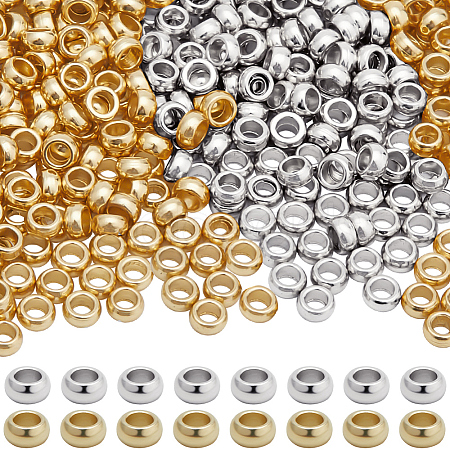 500Pcs 2 Colors 316 Surgical Stainless Steel Rondelle Crimp Beads STAS-BBC0008-72-1