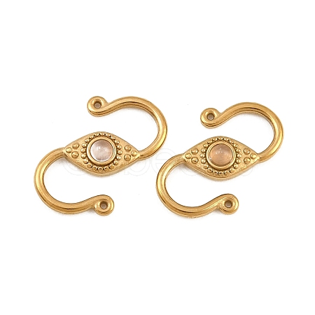 304 Stainless & Natural Rose Quartz S-Hook Clasps SA-CBA3073-02G-02-1