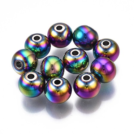 Rack Plating Rainbow Color 304 Stainless Steel Beads STAS-S119-081D-01-1