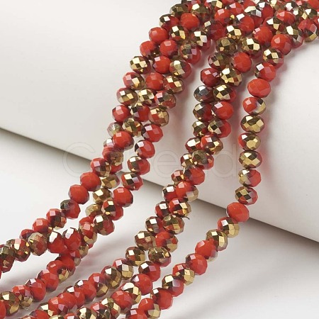 Electroplate Opaque Glass Beads Strands EGLA-A034-P4mm-O07-1