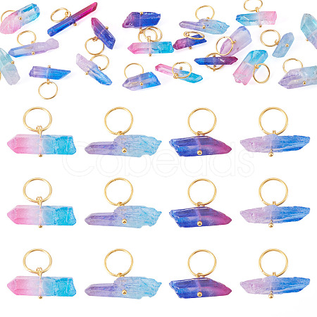 20Pcs 4 Styles Electroplated Natural Quartz Crystal Pendants PALLOY-TAC0224-1