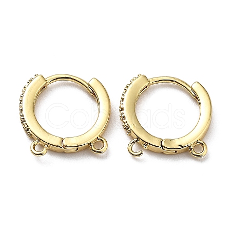 Brass Micro Pave Clear Cubic Zirconia Hoop Earring Findings ZIRC-Q204-02G-1