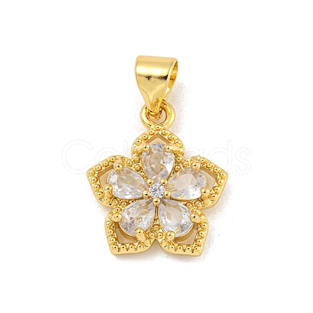 Rack Plating Brass Micro Pave Cubic Zirconia Pendants KK-G513-17G-1