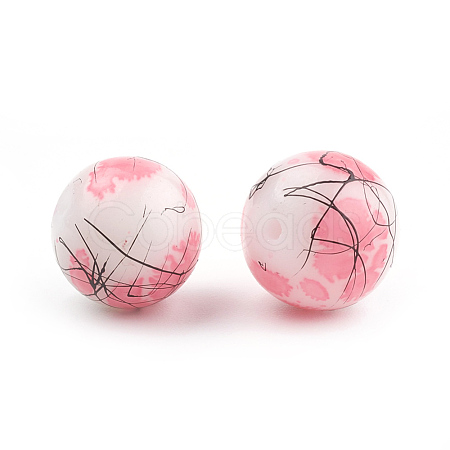 Drawbench & Baking Paint Glass Beads Strands GLAA-S176-16mm-04-1