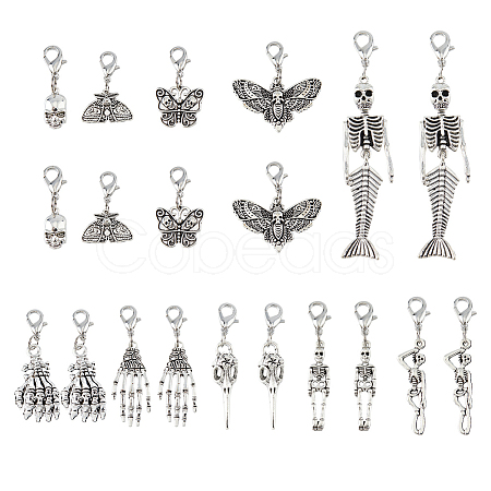 Skull Alloy Replacement Zipper Sliders HJEW-FH00006-1