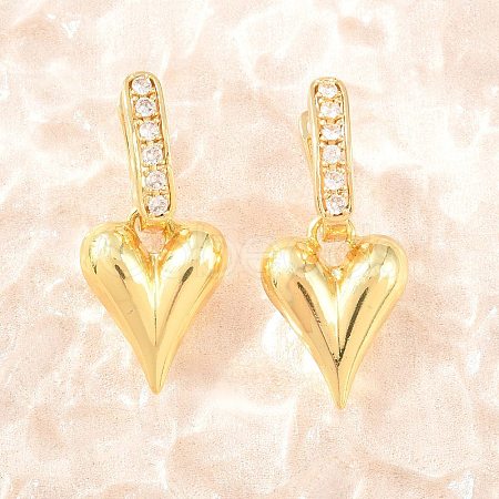 Brass Micro Pave Clear Cubic Zirconia Hoop Dangle Earrings EJEW-G471-30B-G-1