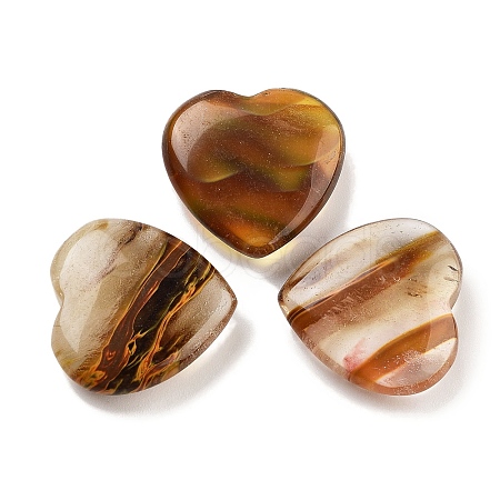 Heart Tigerskin Glass Palm Stones G-C134-06A-04-1
