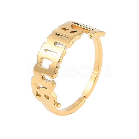 Ion Plating(IP) 304 Stainless Steel Constellation Open Cuff Ring for Women RJEW-C097-01G-03-1