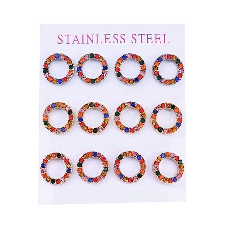 PVD Vacuum Plating 304 Stainless Steel Stud Earrings EJEW-C099-09-01-1