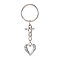 Valentine's Day Heart Alloy Pendant Keychain, with Iron Split Key Rings, Wing, 7.3cm.