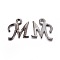 Gunmetal Plated Alloy Letter Pendants, Rack Plating, Cadmium Free & Lead Free, Letter.M, 13x13x2mm, Hole: 1.5mm