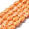 Handmade Porcelain Beads Strands, Cuttlefish, Orange, 14.5~15x10.5x6.5mm, Hole: 2mm, about 20pcs/strand, 29.6~29.8cm