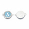 Alloy Enamel Links Connectors, with Crystal Rhinestones, Flat Round with Letter, Silver Color Plated, Letter.S, 22x16x2mm, Hole: 1.8mm