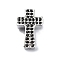 Rack Plating Brass Micro Pave Cubic Zirconia Beads, Long-Lasting Plated, Lead Free & Cadmium Free, Cross, Black, Platinum, 14x9x4mm, Hole: 1.3mm