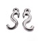 Gunmetal Plated Alloy Letter Pendants, Rack Plating, Cadmium Free & Lead Free, Letter.S, 14x7x2mm, Hole: 1.5mm