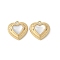 304 Stainless Steel Pendants, Heart Charms, with Shell, Ion Plating(IP), Real 18K Gold Plated, 15x15x4mm, Hole: 1.5mm