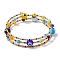 Evil Eye Lampwork & Glass Seed Bead Wrap Bracelet with Steel Wire, Colorful, Inner Diameter: 2-1/8 inch(5.3cm)