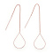 Brass Stud Earring Findings, Ear Threads, Teardrop, Rose Gold, 105~115mm(include pin length), 25x16.5mm, pin: 0.6mm