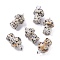 Natural Dalmatian Jasper Pendants, with Platinum Tone Brass Findings, Mushroom , 22~24x14~15mm, Hole: 2.4mm