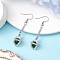 Glass Seed Beads Dangle Earrings, with Natural Tiger Eye Bead and 304 Stainless Steel Rolo Chains, Green, 50x15mm