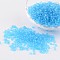 8/0 Glass Seed Beads, Transparent, Round, Deep Sky Blue, 3mm, Hole: 1mm, about 1097pcs/50g