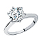 925 Sterling Silver with Cubic Zirconia Six-Claw Rings, Silver, Inner Diameter: 17mm