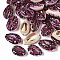 Printed Natural Cowrie Shell Beads, No Hole/Undrilled, with Leopard Print Pattern, Medium Violet Red, 18~21x12~15x7mm