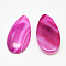 Dyed Natural Strip Agate Cabochons, teardrop, Magenta, 49x24x8mm