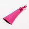 Polyester Tassel Big Pendant Decorations, Ice Silk Tassel, Deep Pink, 60~67x8mm, Hole: 5x7mm