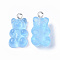 Resin Pendants, with Platinum Plated Iron Screw Eye Pin Peg Bails, Imitation Food, Bear, Light Sky Blue, 20.5x11.5x7mm, Hole: 2mm