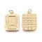 Brass Pendants, with Jump Rings, Cadmium Free & Nickel Free & Lead Free, Rectangle with Letter, Real 18K Gold Plated, Letter.L, 22.5x16x2mm, Jump Ring: 5x1mm, 3mm inner diameter