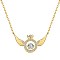 925 Sterling Silver Pendant Necklaces, Micro Pave Clear Cubic Zirconia, Wings, Real 18K Gold Plated, 15.83 inch(40.2cm)