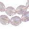 Electroplate Glass Beads, AB Color Plated, Faceted Oval, Pink, 6x4mm, Hole: 1mm, about 67~68pcs/strand