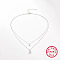 Anti-Tarnish 925 Sterling Silver Moon and Star Pendant Necklaces, Micro Pave Cubic Zirconia Double Layer Necklaces for Women, Platinum, 15.35 inch(39cm)