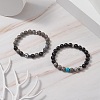 Natural Black Stone & Picasso Jasper & Labradorite & Synthetic Turquois & Non-Magnetic Synthetic Hematite Beaded Stretch Bracelets Sets for Women BJEW-JB09279-2