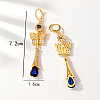 Elegant Brass Cubic Zirconia Butterfly Tassel Hoop Earrings KG8851-4