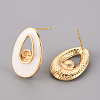 Brass Enamel Stud Earrings Findings KK-T062-129G-NF-2
