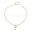 Brass Enamel Fish and Natural Pearl Rice Pendant Natural White Moonstone Nuggets Beaded Necklaces for Women NJEW-JN06357-01-3