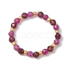 Natural Garnet Beaded Stretch Rings RJEW-JR00867-06-2