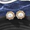 Round Brass Micro Pave Clear Cubic Zirconia Stud Earrings EJEW-C154-07G-1