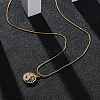 304 Stainless Steel Crystal & Jet Rhinestone Yin-yang Pendant Round Snake Chain Necklaces for Women NJEW-Z044-12G-1