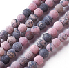 Frosted Natural Rhodonite Round Bead Strands X-G-E487-12-6mm-1