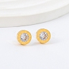 Flat Round 304 Stainless Steel & Crystal Rhinestone Stud Earrings for Women EJEW-G459-02G-1