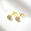 Round Brass Micro Pave Clear Cubic Zirconia Stud Earrings EJEW-D311-107G-5