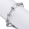667 Stainless Steel(Grade 201 Equivalent) Paperclip Chain Bracelets for Women BJEW-P347-03P-1