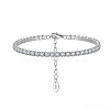 Rhodium Plated Real Platinum Plated 925 Sterling Silver Link Chain Bracelet BJEW-P311-01P-01-1