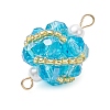 8Pcs 8 Colors Glass Beaded Round Sphere Links PALLOY-MZ00874-5